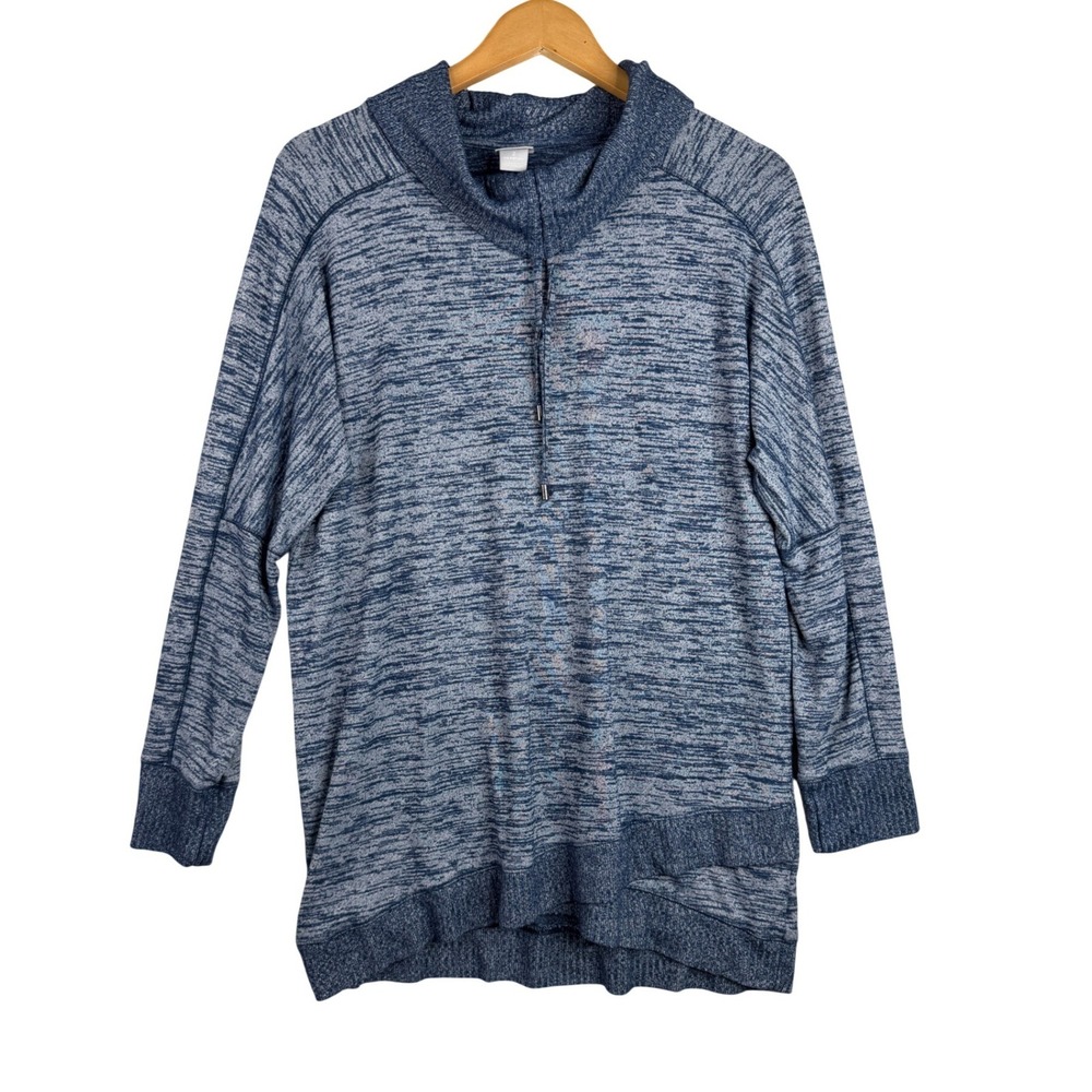 Chico's Zenergy Cowl Neck Long Sleeve Pullover Sweater size 2 (US 12/14) Blue